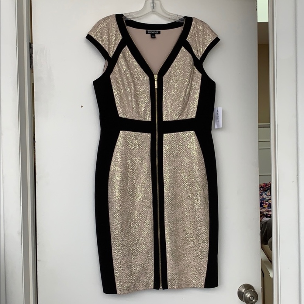 Gold and black dress.